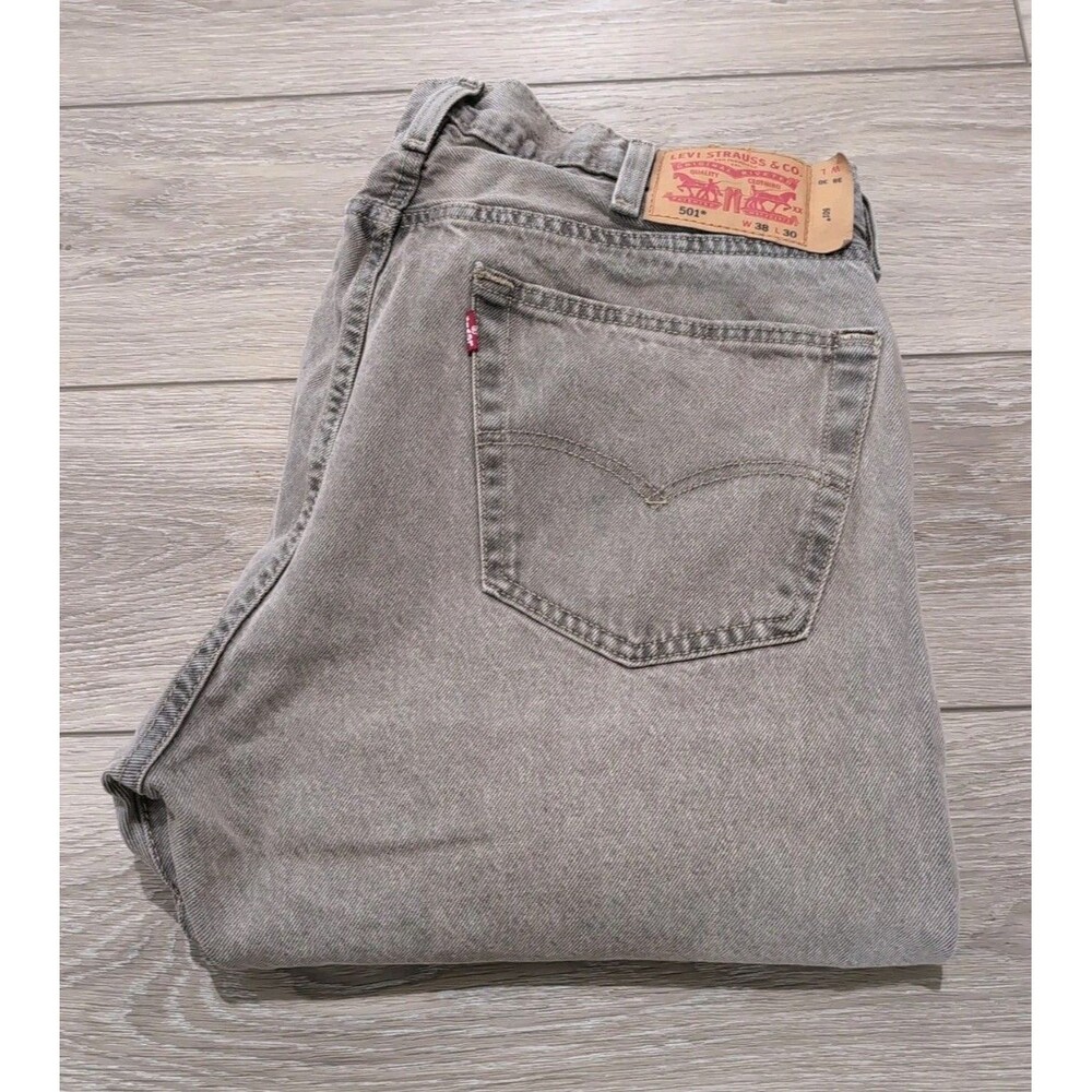 LEVI'S 501 RARE PEWTER COLOR BUTTON FLY DENIM JEANS MEN'S 38X30 EGYPT EUC